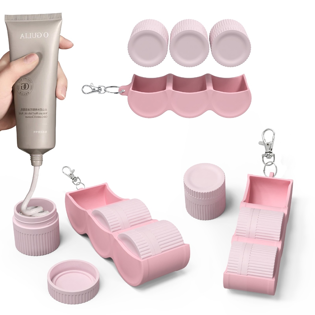 Leakproof Silicone Cosmetic Containers Portable Travel Jars Color Coded Design