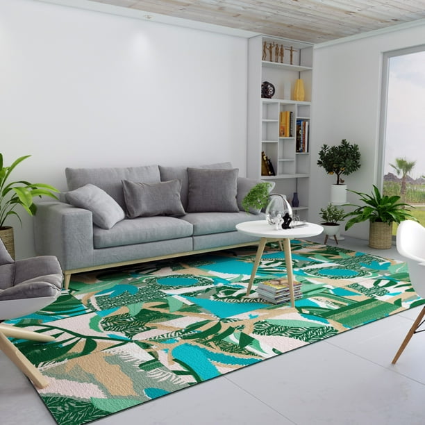 Artyzio Modern Abstract Nature Print Rug Tiles Stick And Peel Carpet Squares 48 Piece Set 9 X 13 Feet Multi Color Walmart Com Walmart Com