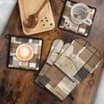 thumbnail image 5 of Brown and Grey Abstract Art Artwork Kitchen Oven Mitt and Pot Holder Sets 4 Pcs for Baking, Cooking and Grilling, Heat Resistant Up To 392 °F, 5 of 7