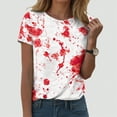 thumbnail image 2 of Towmus Halloween Tshirt Women Print Hand Printed Loose Fit Crew Neck Tops, 2 of 6