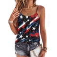 thumbnail image 2 of 4th Of July Outfits for Women Patriotic Star Print Sleeveless Spaghetti Strap Square Neck Tank Top Patriotic Stretchy Summer Casual Wear Tees,XL,#01 Navy, 2 of 5