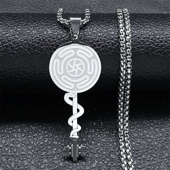 304 Stainless Steel Hecate's Wheel Key Pendant Necklaces for Women Stainless Steel color 19.69 inch(50cm)