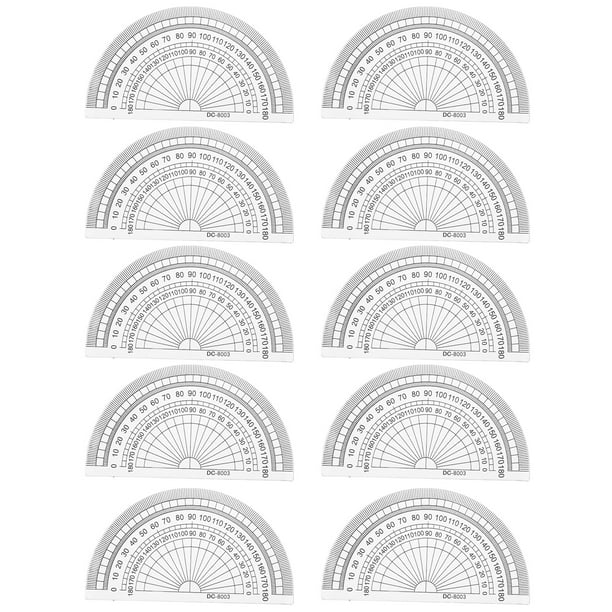 20 transportadores de plástico de 10 cm y 180 grados para medir ángulos, para escuelas, oficinas y matemáticas estudiantiles (transparentes).