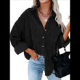 thumbnail image 1 of Camisas de con Botones para Mujer, Blusas de Larga Estilo Boyfriend, de Gran Tamaño. Negro XL, 1 of 7