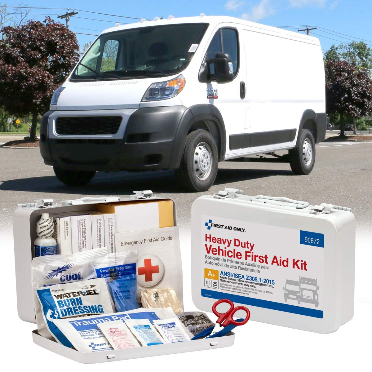90672 Heavy Duty Vehicle First Aid Kit - 114 Pieces ANSI OSHA Compliant Emergency Kit for  Trucks Fleet