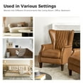 thumbnail image 2 of Traditional Genuine Leather Accent Chair with Nailhead Trim Tufted Armchair for Living Room Camel, 2 of 7