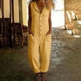 thumbnail image 2 of Guluxicc Womens Hooded Linen Jumpsuit Sleeveless Button Down Utility Pockets Tapered Leg Casual Loose Summer Vacation Overalls, 2 of 7