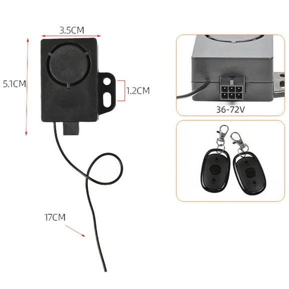 Lylong Approx 5.5X3.3Cm Ebike Dual Remote Control Ebike Anti-Theft Alarm System Anti-Theft System Anti-Theft System 6-Pin Interface