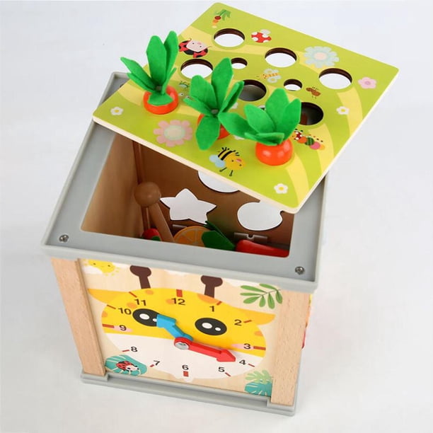 Caja De Actividades Montessori 5 En 1 De Madera – Juguete De Clasificación Y Apilamiento Para Bebés De 6 Meses A 3 Años