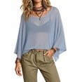 thumbnail image 4 of LEKWK Beach Cover Ups for Women Crochet Batwing 3/4 Sleeve Hollow Out Tops Scoop Neck Lightweight Sheer Poncho Shrug Summer Fashion Vacation Beachwear, 4 of 5