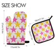 thumbnail image 2 of Yayeee Oven Mitts and Pot Holder Set of 4 Heat Resistant Kitchen Gloves Baking Hot Pad, Yellow Pink Stars, 2 of 5