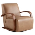 thumbnail image 3 of Spruce & Spring Modern Swivel Accent Chair with U-Shaped Wood Arms Single, Cognac Brown&Walnut, 3 of 10