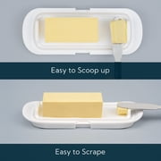 KITCHENDAO One-handed Airtight Butter Dish with Lid for Countertop and Refrigerator Door Shelf, Butter Holder with One Press to Open/Close Secure Latching Buckle for West/East Coast Butter (White)