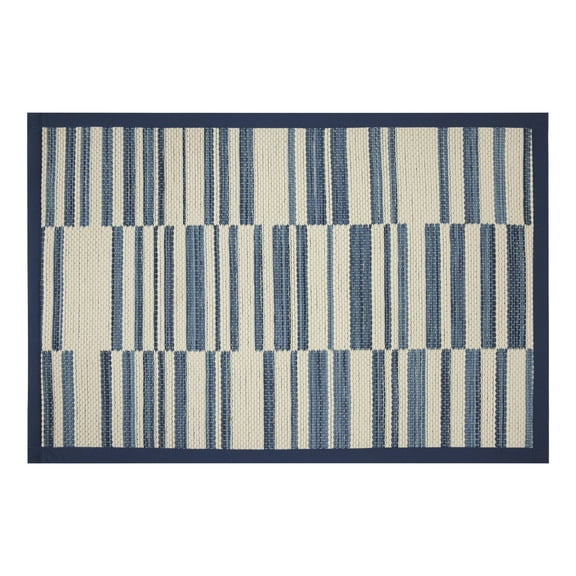 Mainstays Broken Stripe Kitchen Rug - 20" x 30" - 80% Polypropylene/ 20% Polyester - Tonal Blue