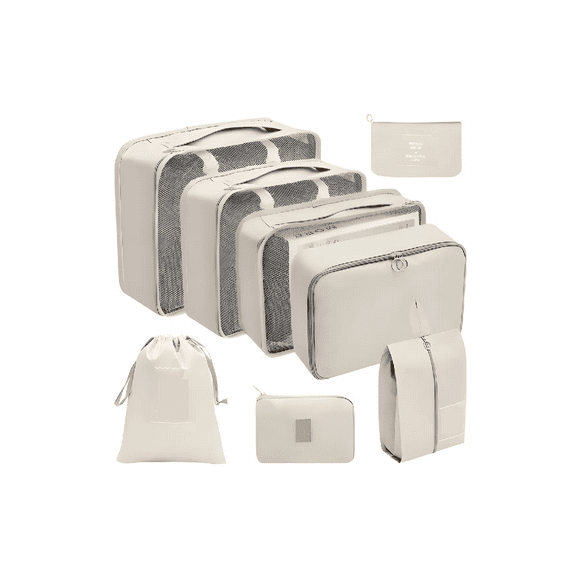 Bolsas Organizadoras de Maletas BELUG 8 Piezas Impermeable Beige