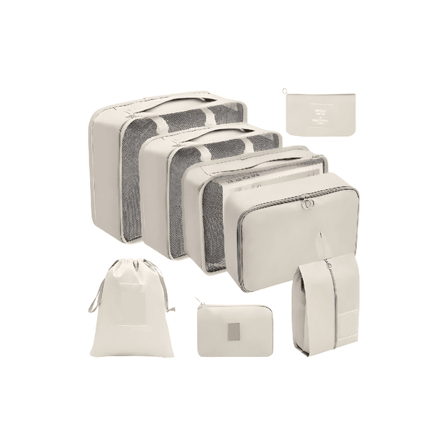 Bolsas Organizadoras de Maletas BELUG 8 Piezas Impermeable Beige
