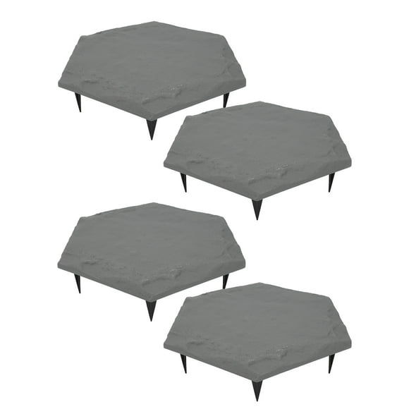 Lightweight 6-Sided Stepping Stones, 4pcs Garden Pathway Pavers with Ground Stakes, Waetherproof Polypropylene Material Stepping Stones for Outdoor Walkways, Grass Areas, Home