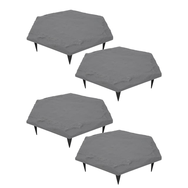 Escalones Ligeros de 6 Caras, 4 Adoquines Para Caminos de Jardín con Estacas para el suelo, Escalones de Material de Polipropileno Resistente Al Agua Para Pasarelas al Aire Libre
