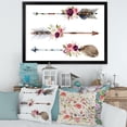 thumbnail image 3 of Designart 'Flowers and Ethnic Feathers On Native Arrows III' Bohemian & Eclectic Framed Art Print, 3 of 4