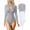 Grey,white, variant on Women's 2 Piece Bodysuits Sexy Ribbed One Piece Zip Front Long Sleeve Tops Bodysuits