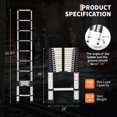 thumbnail image 2 of YUSAZENS Aluminum Telescoping Single Ladder, 12.5ft, No Hook Design, Lightweight Retractable Ladder for Home Outdoor Use, 2 of 8