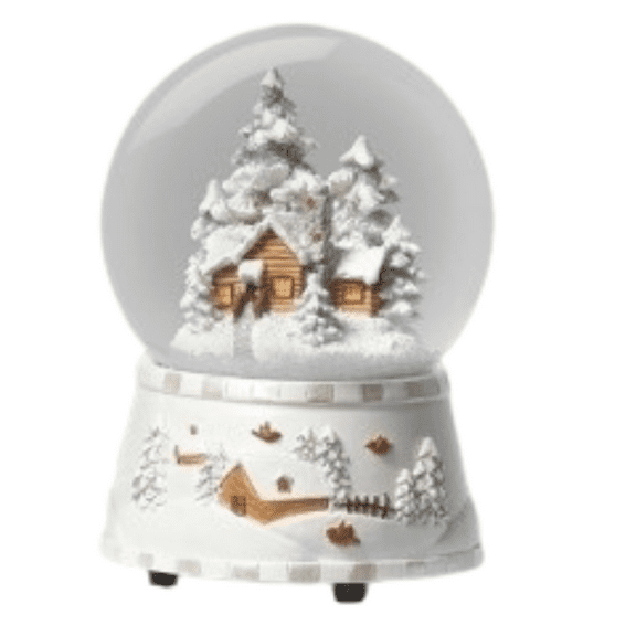 roman Snowy Cabin Musical Snow Globe