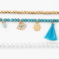 thumbnail image 2 of Claire's Evil Eye Tassel Pearl Beaded Stretch Bracelets - Blue, 3 Pack, 2 of 2