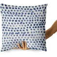 thumbnail image 4 of Polka Dot Pillow Covers Set of 2 Navy Blue Cream Throw Pillows 18x18 in Outdoor Boho Design Brush Strokes Decorative Pillowcase Square Cushion Cover Linen Pillow Case for Home Sofa Couch Bed, 4 of 6