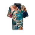 thumbnail image 4 of IYYVV Waffle Polo Shirts for Women Short Sleeve T-Shirt Summer Casual Tennis Work Athletic Tops Fashion Floral Printed Tee Blue L, 4 of 5