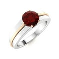 thumbnail image 2 of Mooneye Multi Prong Set 6mm Round Garnet Two Tone Women Valentines Day Gift Ring 925 Sterling Silver, 2 of 4