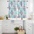 thumbnail image 3 of Abstract Ocean Kitchen Curtains Valances and Tiers Set of 3 Summer Coral Pattern Dark Blue Teal Grey Tier Curtains and Valance with Rod Pocket for Small Windows, 27.5"x36", 3 of 9