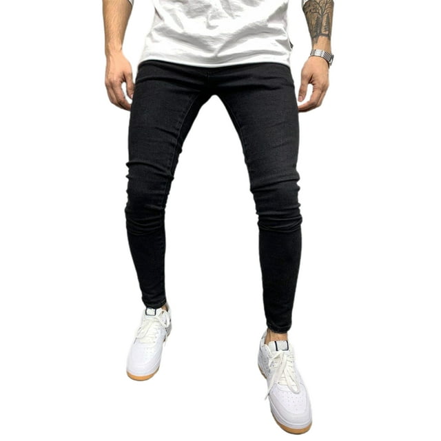 Faithtur Men's Pants Solid Color Classic Buttons Zipper Closure High-Waist Slim Fit Comfortable Breathable Trousers