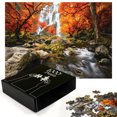 thumbnail image 3 of Ambesonne Jungle Jigsaw Puzzle, Autumn River Stream on Rocks, Heirloom-Quality Fun Activity for Family Durable Cardboard, 1000 pcs, Brown Orange, 3 of 6
