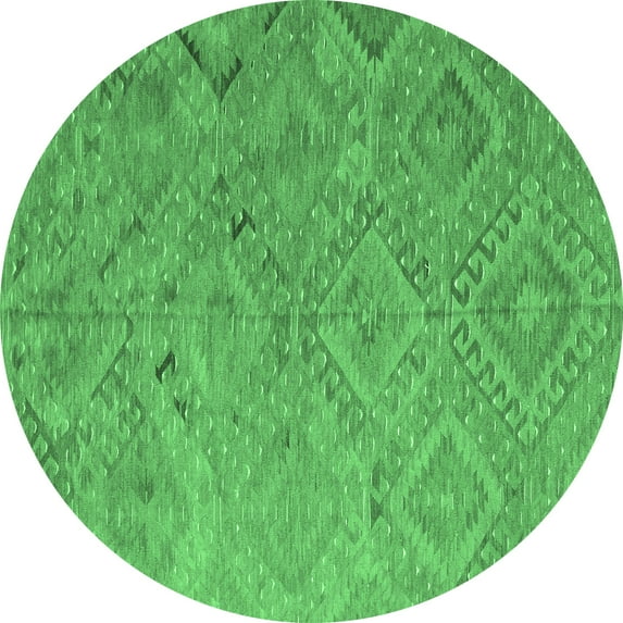 Ahgly Company Indoor Round Southwestern Emerald Green Country Area Rugs, 5' Round