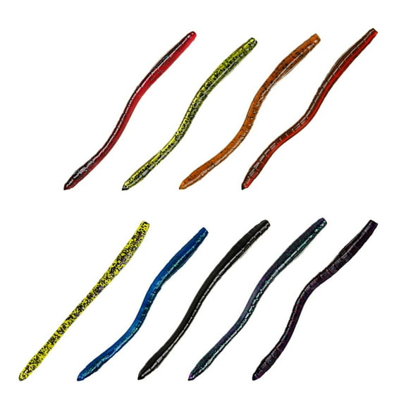 Charlie's Worms Finesse Worm Artificial Fishing Bait Freshwater, Saltwater Bass Fishing Lures Scented Soft Baits 14Pk