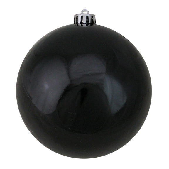 Jet Black Shatterproof Shiny Christmas Ball Ornament 6" (150mm)
