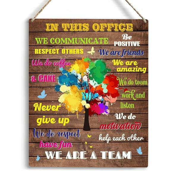 Inspirational Wall Art In This Office We Are A Team Teamwork Wall Art Artwork for Office Room Wall Decor Positive Quotes Gifts Framed Ready to Hang Wood Sign Hanging Sign 8x10 Inch