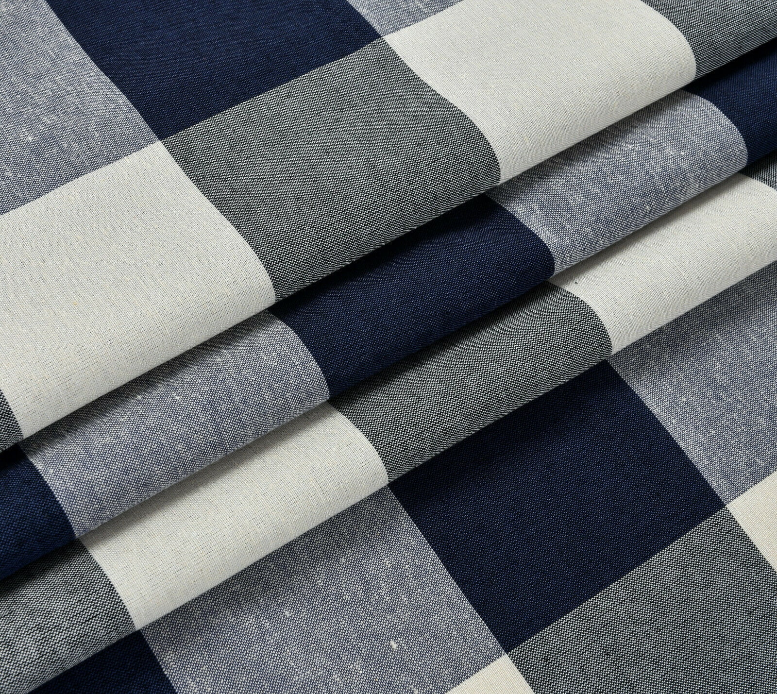 Kate Aurora Navy Blue Plaid Lodge Farmhouse Grommet Curtains, 54” x 84” (2 Panels)