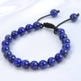 thumbnail image 3 of Natural Healing Power Gemstone Crystal Beads Unisex Adjustable Macrame Bracelets 8mm,Lapis, 3 of 4