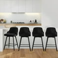 thumbnail image 3 of Swivel Bar Stool with Low Back Set of 2, 29 Inch Counter Bar Height Stool Velvet Upholstered Armless Heavy Duty Bar Chair for Kitchen Island Dining Room, Black, 3 of 9