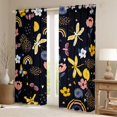 thumbnail image 2 of Homewish Rainbow Flower Dragonfly Black Out Curtains,Boho Bohemain Style Curtains Pack of 2 (42x63 Each),Black Yellow Pink Bedroom Curtains For Kids Girl，Microfiber Bedroom Decor, 2 of 6