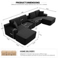 thumbnail image 4 of Vanress 150" Modular Sectional Sofa Couch for Living Room, Corduroy Boneless Sofas, Oversized Modern Cloud Couch, U Shape Couches Deep Seat with USB Ports and Cup Holders, Black, 4 of 10