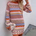 thumbnail image 2 of Lindreshi Fall Dresses for Women 2025 Homecoming Dresses Women's Fashion Comfortable Sleeves Round-Neck Sweater Dress, 2 of 6