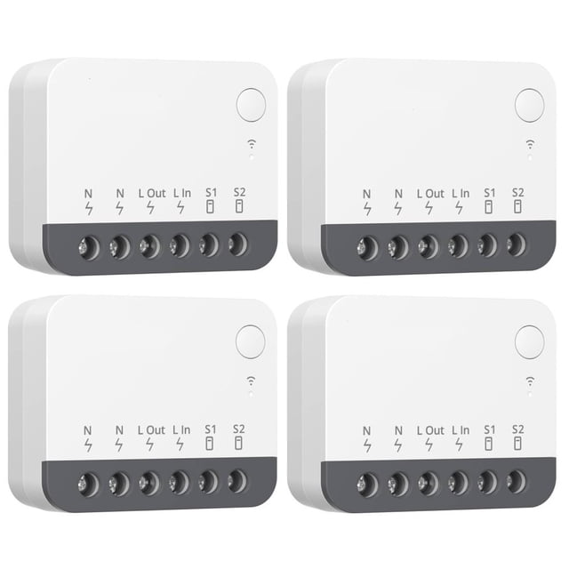 4 Pcs ZBMINIR2 pour Interrupteur Intelligent ZigBee pour Contrôle Vocal à Domicile pour Alexa