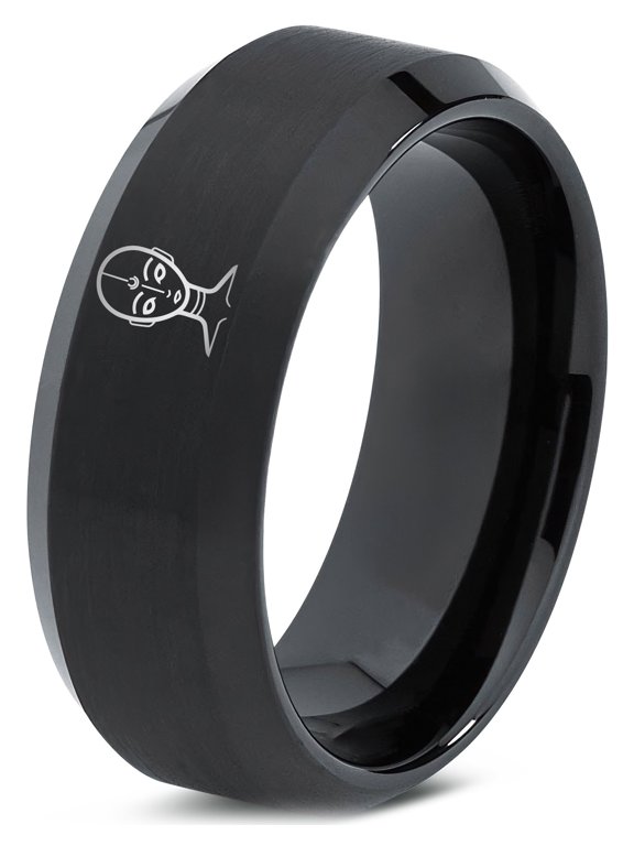 Tungsten Black Rings Women Gamer Ring Friendship Valentine Day 8 Year Anniversary Gift Men