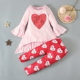 thumbnail image 2 of Toddler Baby Girl Sets 2 Piece Outfits Valentine's Day Children's Girl's Clothing Trumpet Sleeve Top Pants Pattern Two-piece Set For Every Holiday Legging Set 2, 2 of 9