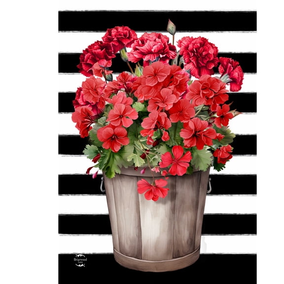 Briarwood Lane Spring House Flag 40x28 For Outdoor Striped Geraniums For Spring House Flag