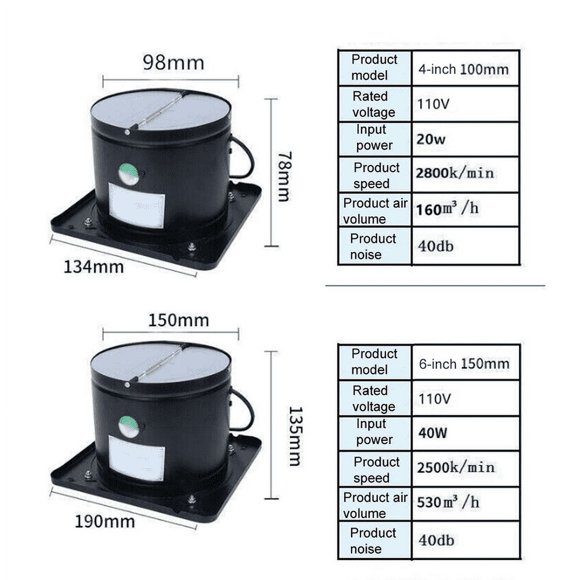 Ventilador de escape de tamaño compacto de 110V de 4/6 pulgadas: Silencioso, duradero, para cocina y baño.