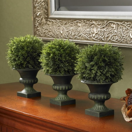 - Nearly Natural Cedar Ball Topiary - Set of 3