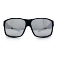 thumbnail image 5 of Mens Oversized Biker Wrap Rubberized Matte Plastic Rectangular Sport Sunglasses Black - Silver Mirror, 5 of 8